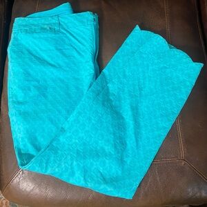 Crown & Ivy Bright Turquoise Textured Pants